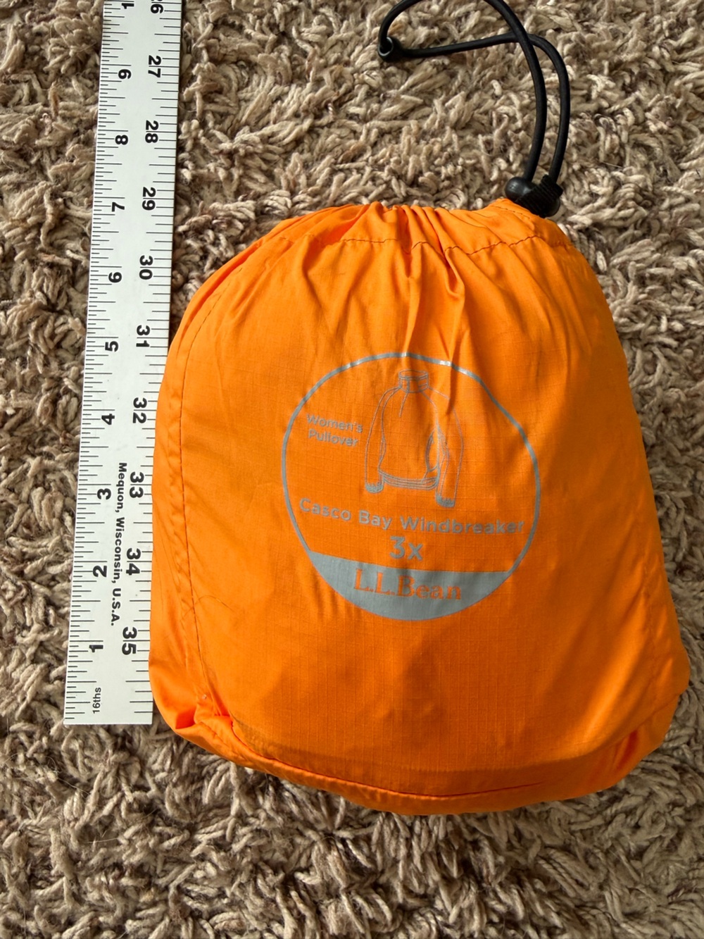 LL Bean Orange Packable Casco Bay ladies hooded Windbreaker - 3X